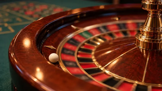 Wooden roulette wheel close-up